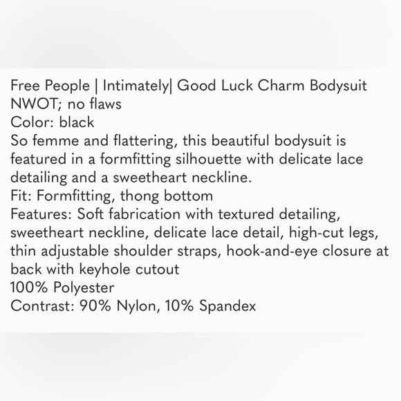 NWOT Free People Good Luck Charm Bodysuit - Picture 5 of 5